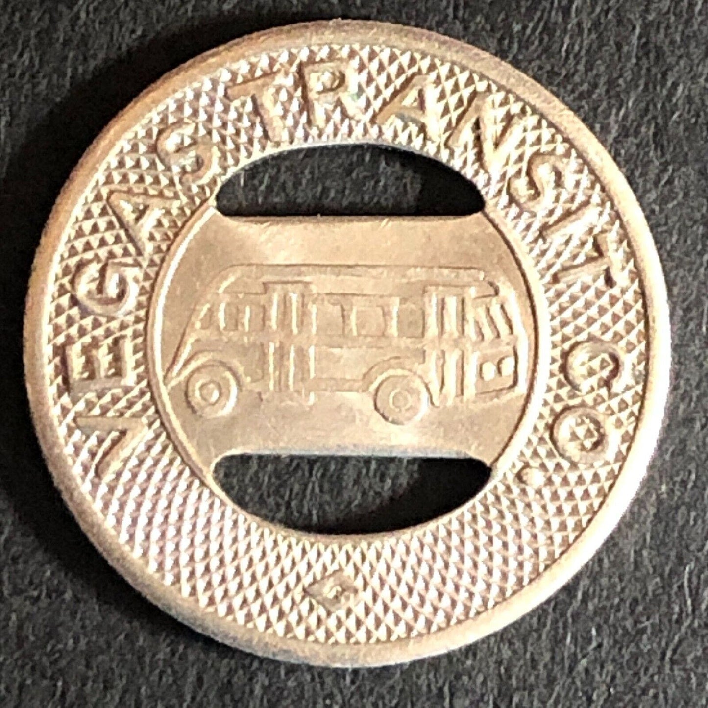 Vegas Transit Co. Good For One Fare Bus WM Transit Token 16mm c1947 VGC