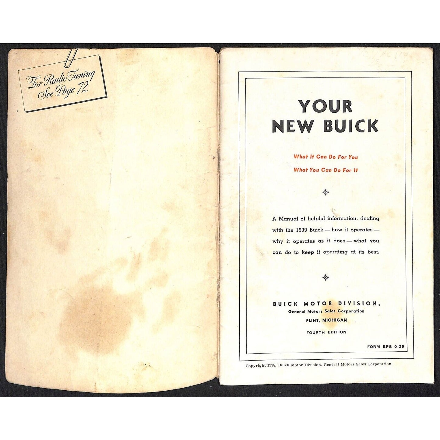 1939 "Your Buick - What it Can Do for You - What You Can Do for It" Booklet 96pp