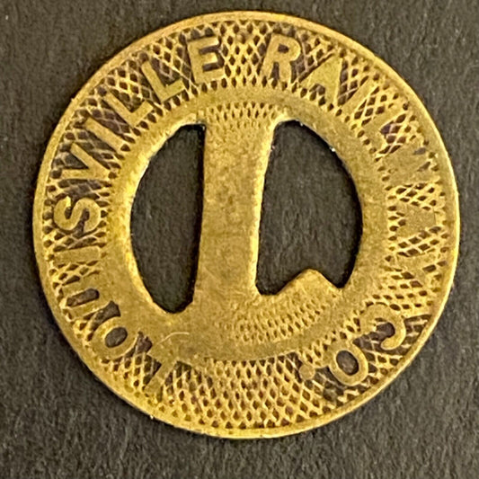 Louisville Railway Co. G/F One Fare Brass Transit Token 16mm (#2)