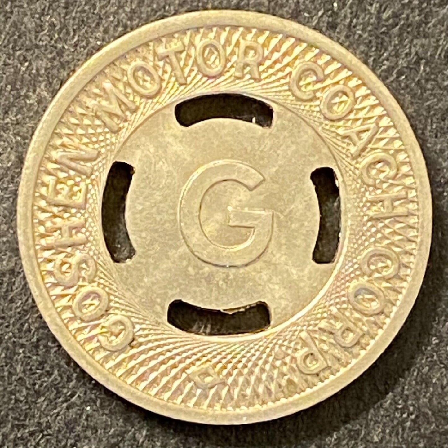 Goshen Motor Coach Corporation Indiana G/F One Fare Transit Token 16mm