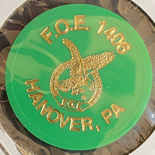 Hanover, PA F.O.E. 1406 c1970's-80's Plastic "One Small Pitcher" Token Eagle