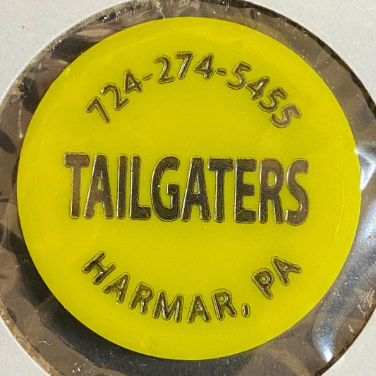 Harmar, PA Tailgaters (Sports Bar) Plastic c1998 ? "G/F One Bottle Beer" Token
