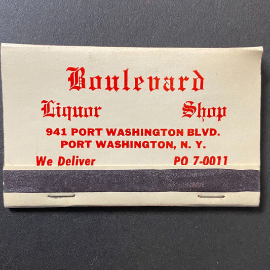 Boulevard Liquor Shop Port Washington, NY Full 40-stk Matchbook c1960's
