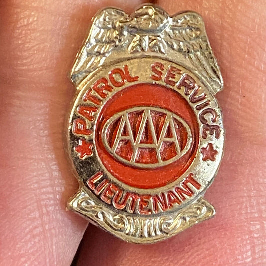 AAA Patrol Service Lieutenant Enameled Award Lapel Pin c1950's 18mm