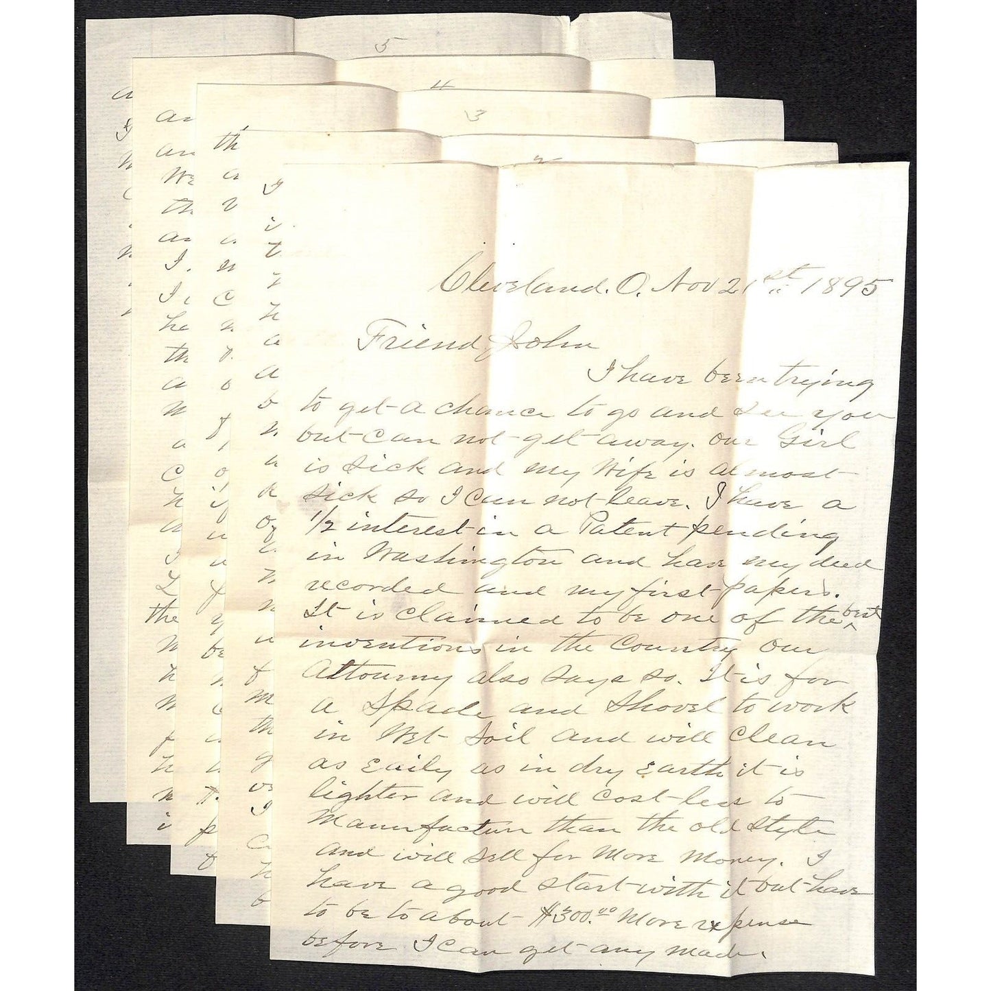 1895 5pp ALS From J.H. Warren ? Cleveland To John Rickard Wadsworth, OH VGC