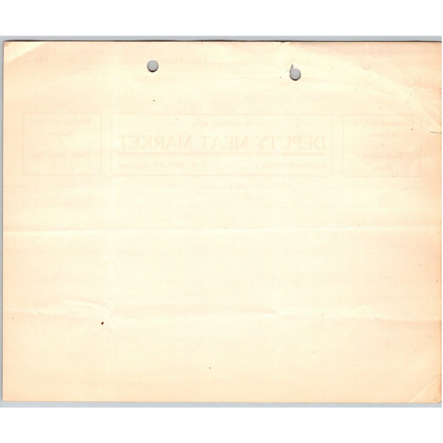Dillon, MT Deputy Meat Market Aug. 1906 Oysters Shell Fish Billhead G.T. Paul*
