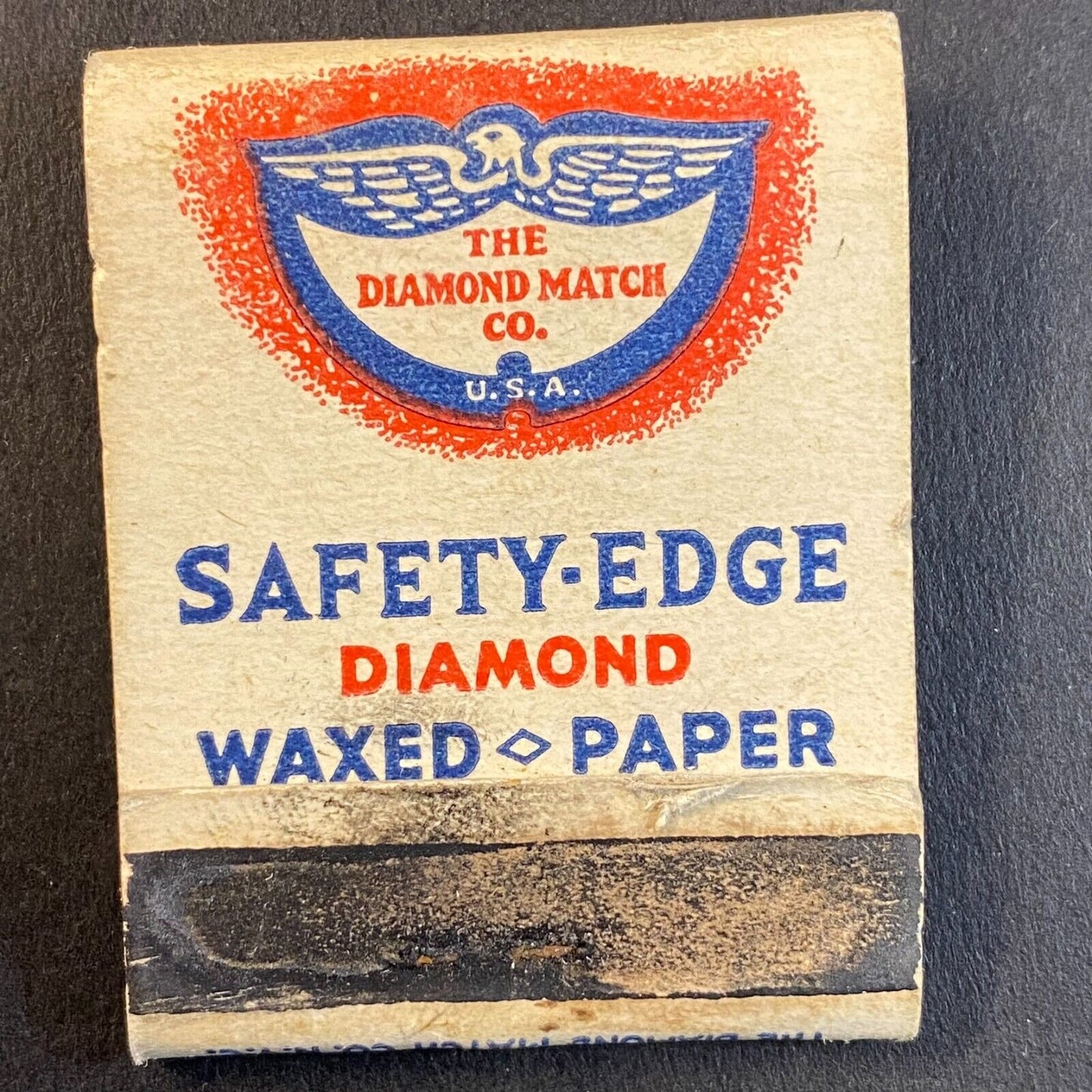 Safety Edge Diamond Waxed Paper Half Full (-6) Matchbook 1940's Scarce