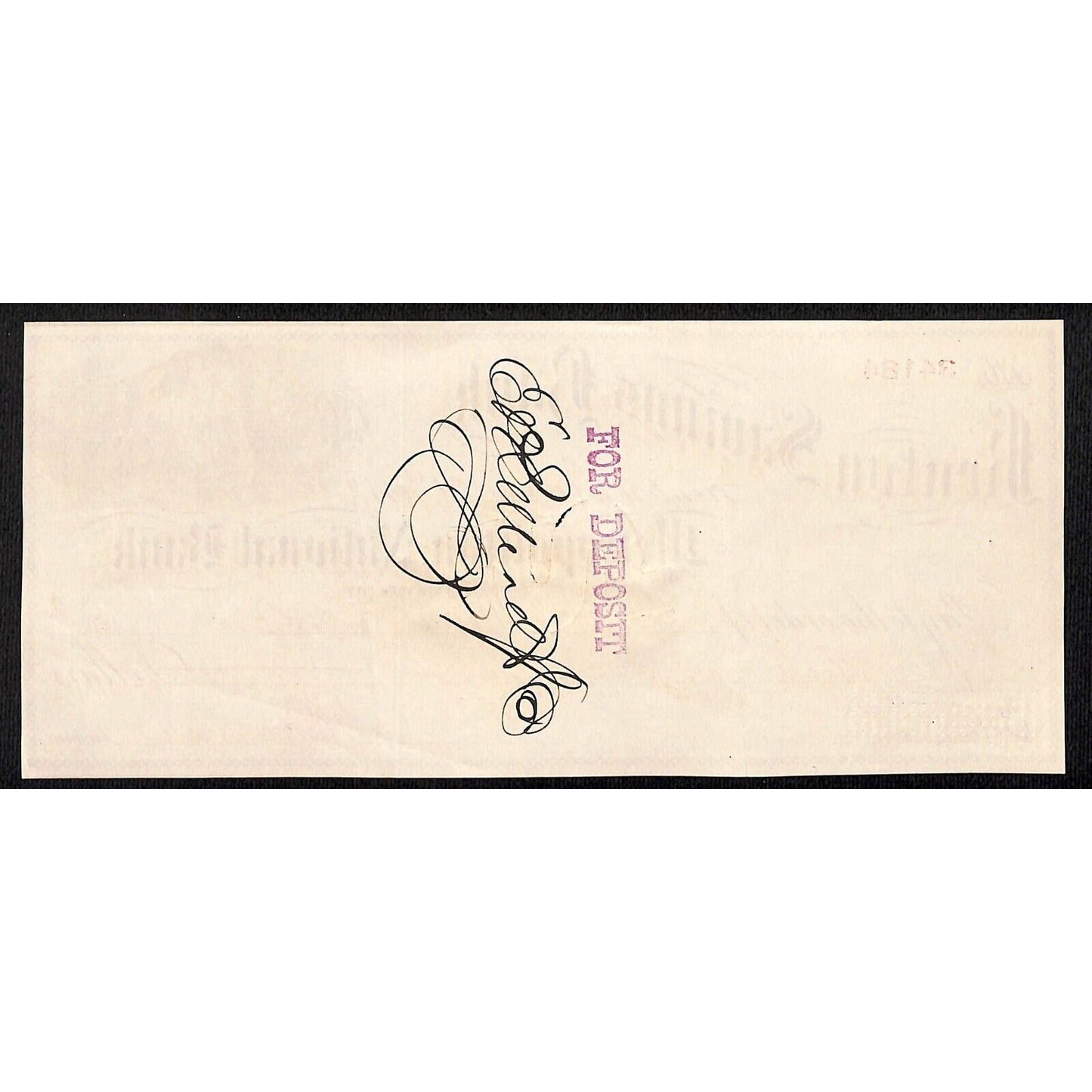 Kenton Savings Bank / Metropolitan Bank NYC 1882 Bank Check Child Naps on Horse
