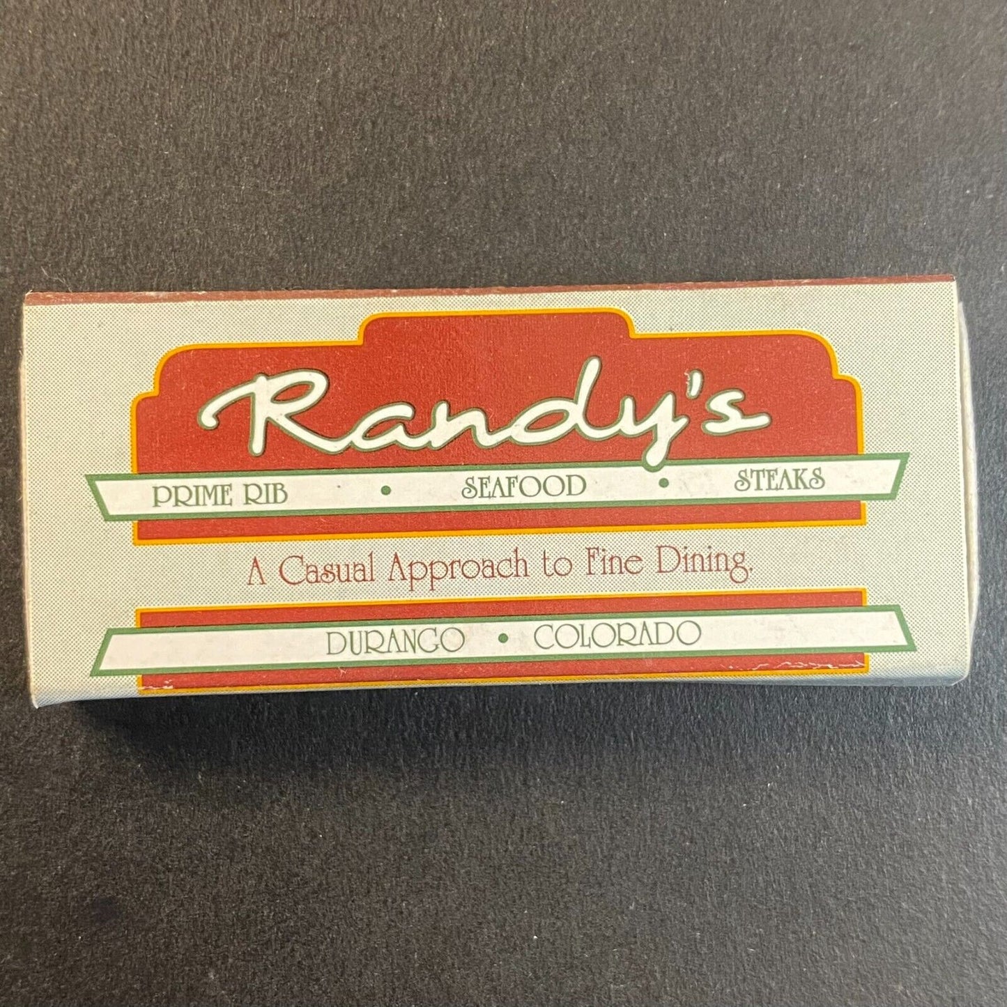 Randy's Prime Rib Seafood Steaks Restaurant Durango, CO Vintage Matchbox VGC