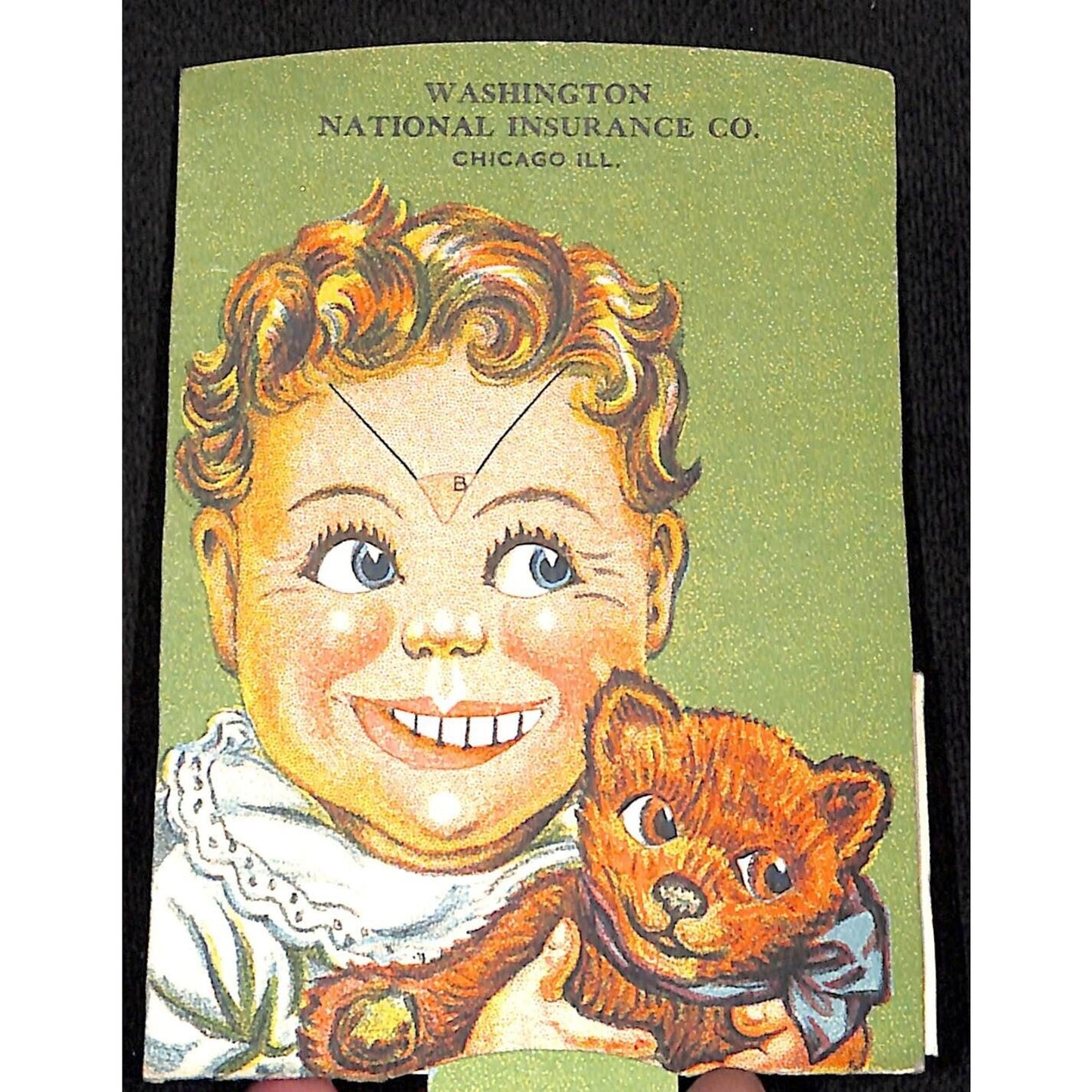 Washington National Insurance Co. Chicago Mechanical Victorian Trade Card Cat