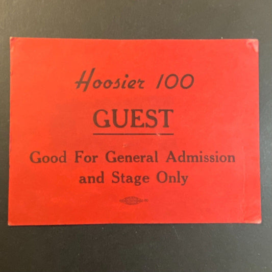 Hoosier 100 (Indiana State Fairgrounds Speedway Indiana) c1958 Guest Pass