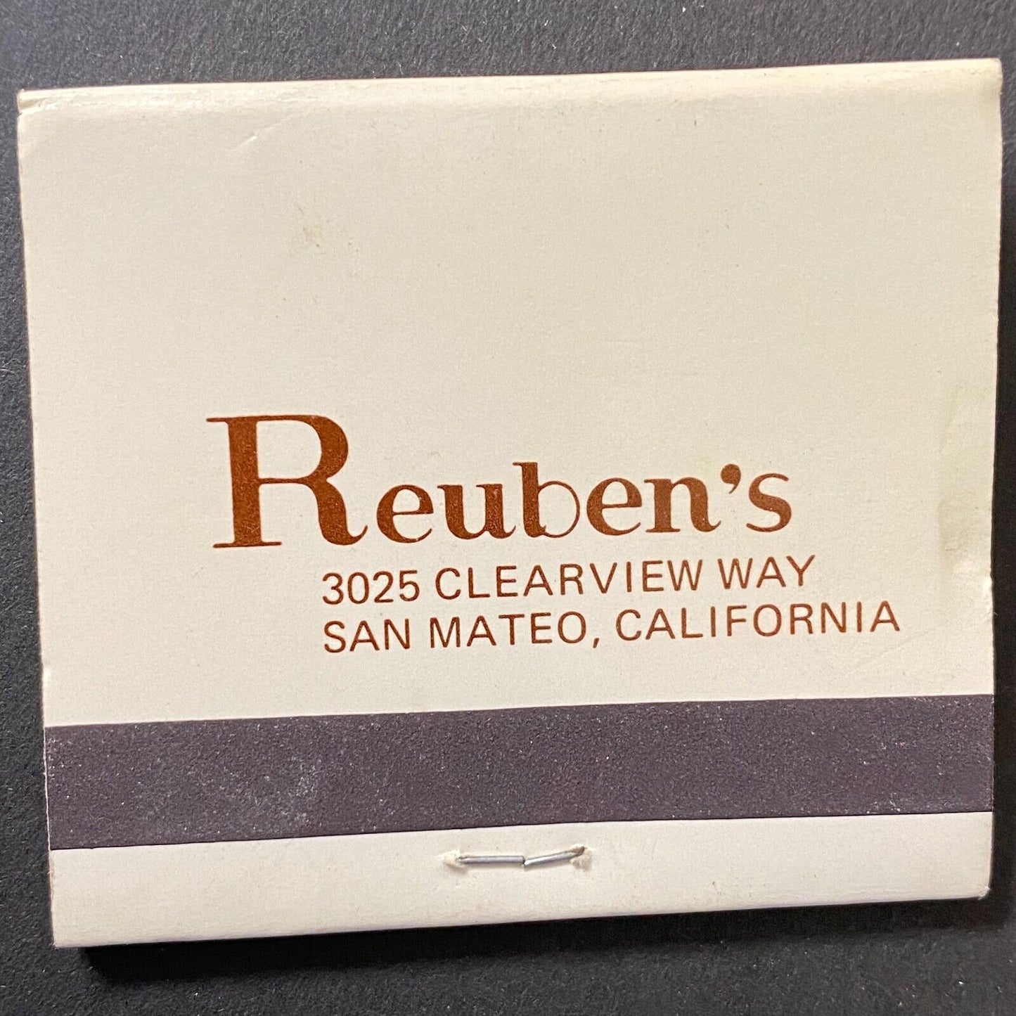 Reuben's San Mateo CA Restaurant Full Matchbook c1974-80's VGC