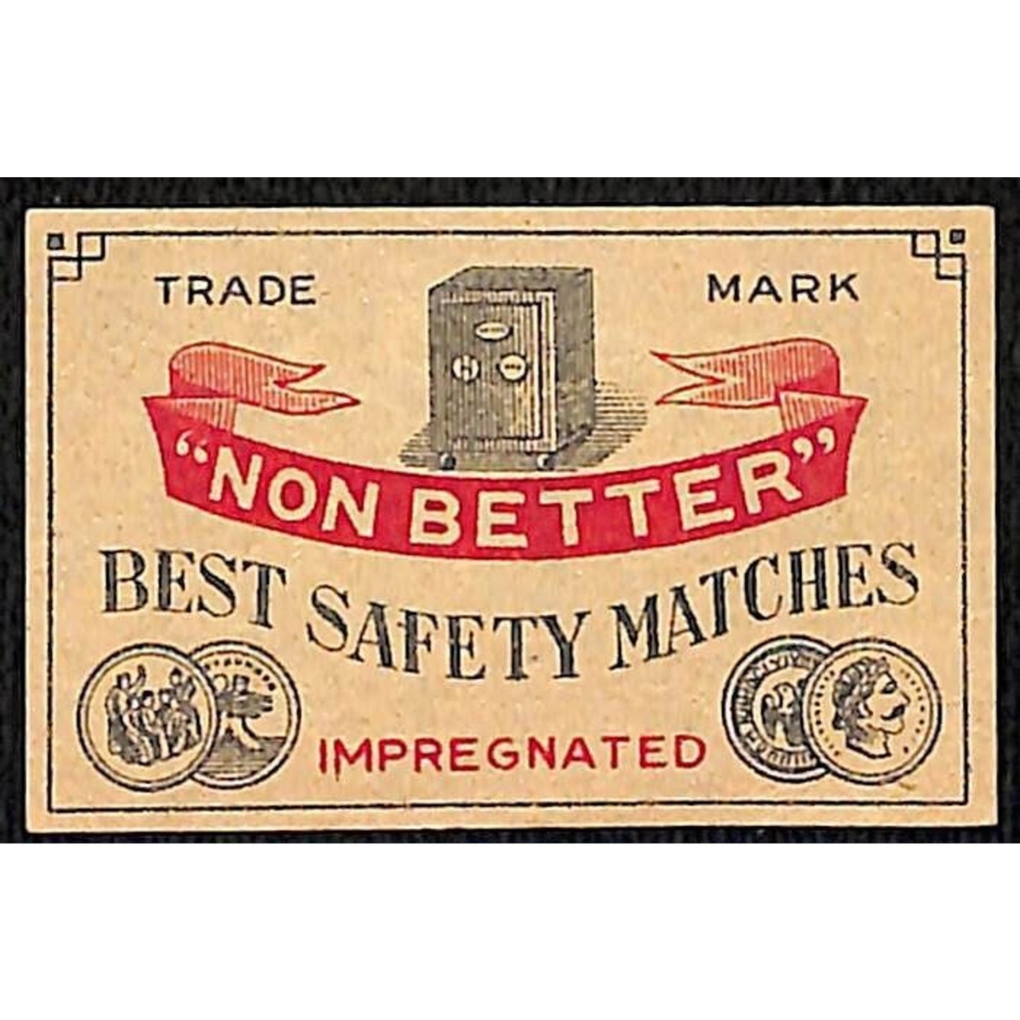 Combination Safe "Non Better" Made in Japan c1900-1920's Matchbox Label VGC