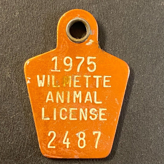 1975 Wilmette Animal License Tag #2487 Dog Aluminum