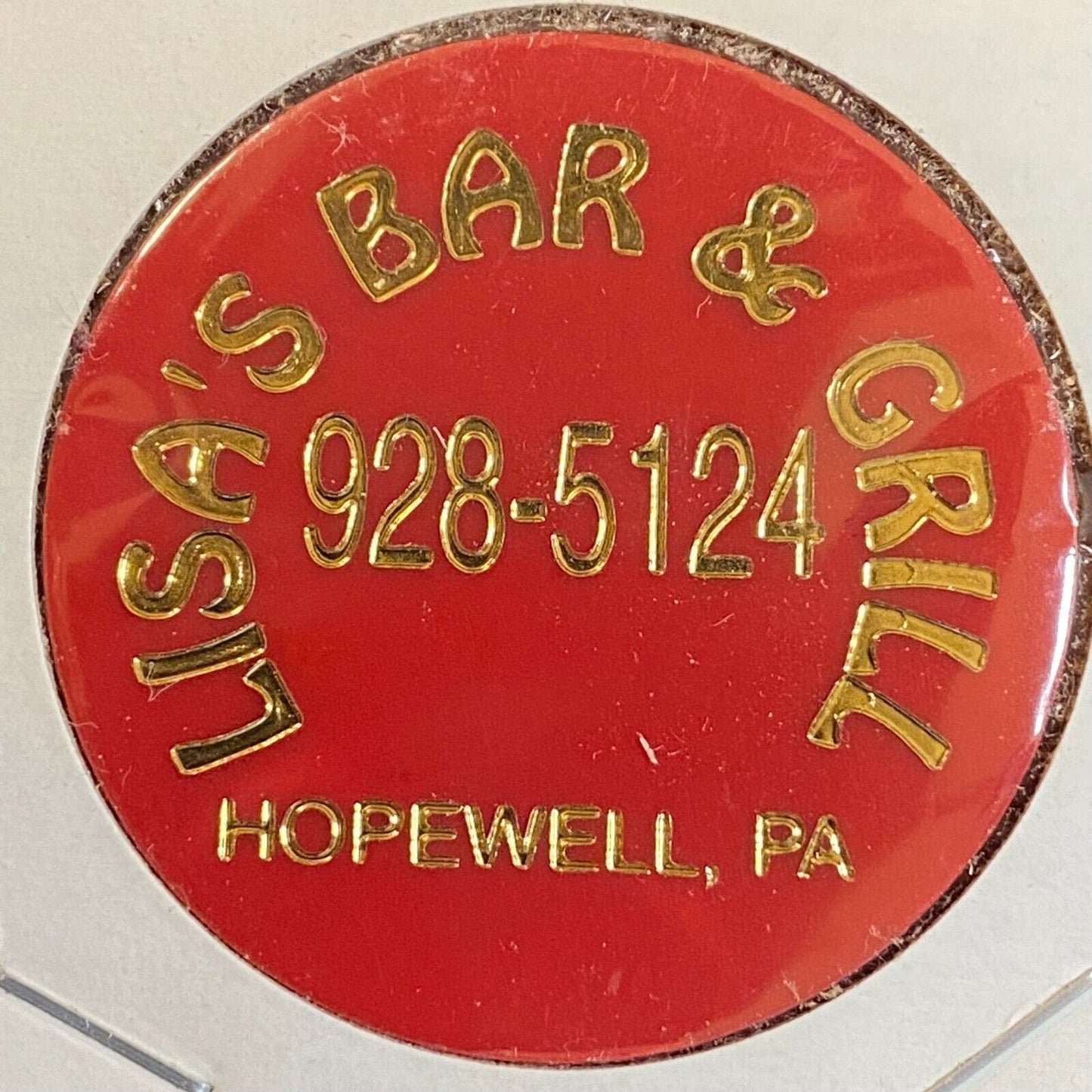Hopewell, PA Lisa's Bar and Grill c1995 Plastic "G/F One Drink" Token