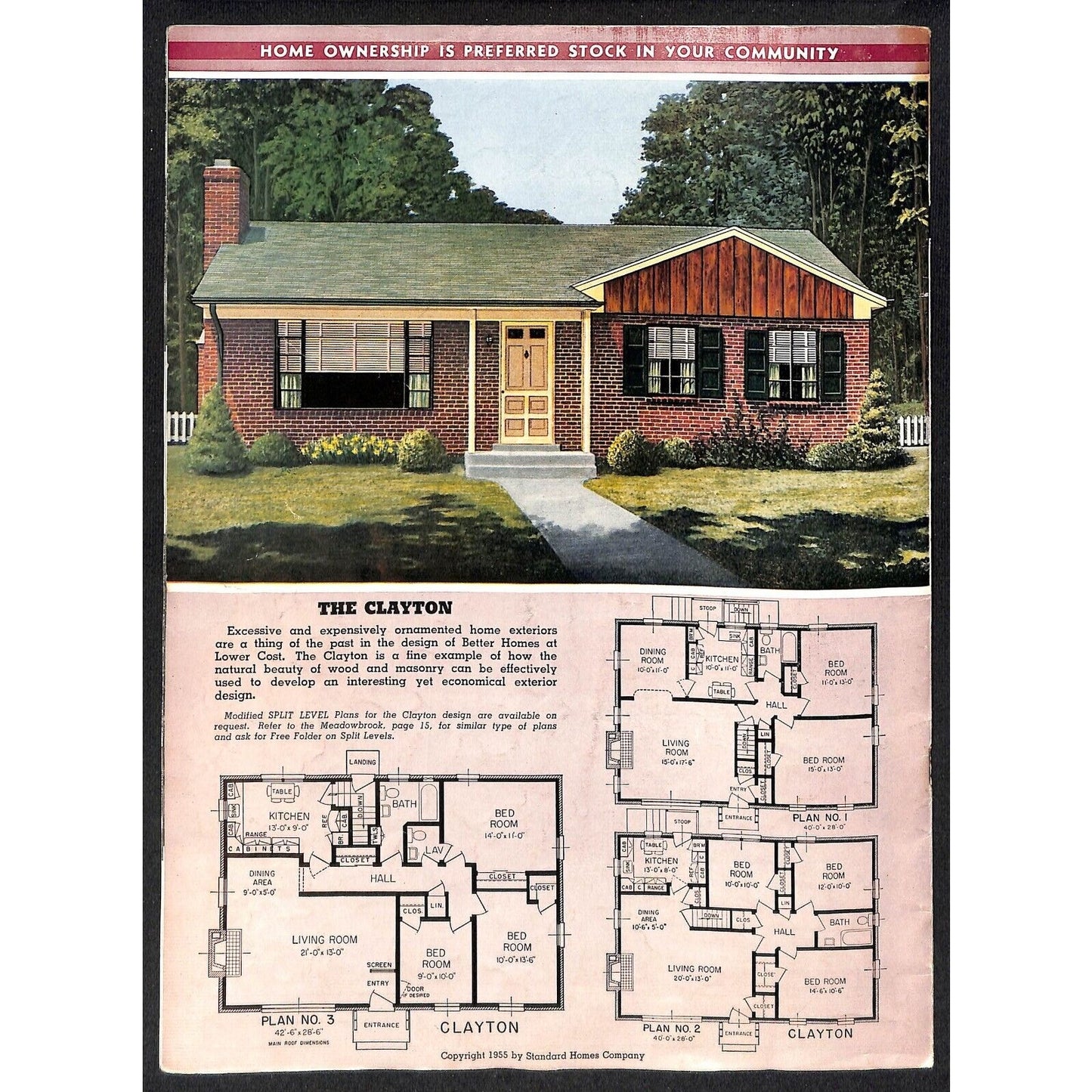 "Homes of Today and Tomorrow" Standard Homes Co. Plans Wash., DC 1955 30pp