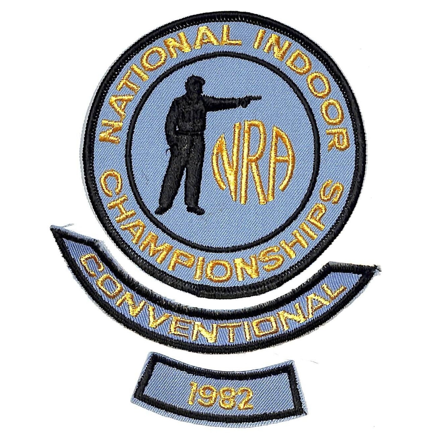 NRA 1982 National Indoor Championship Embr. Patch Set 4" VGC