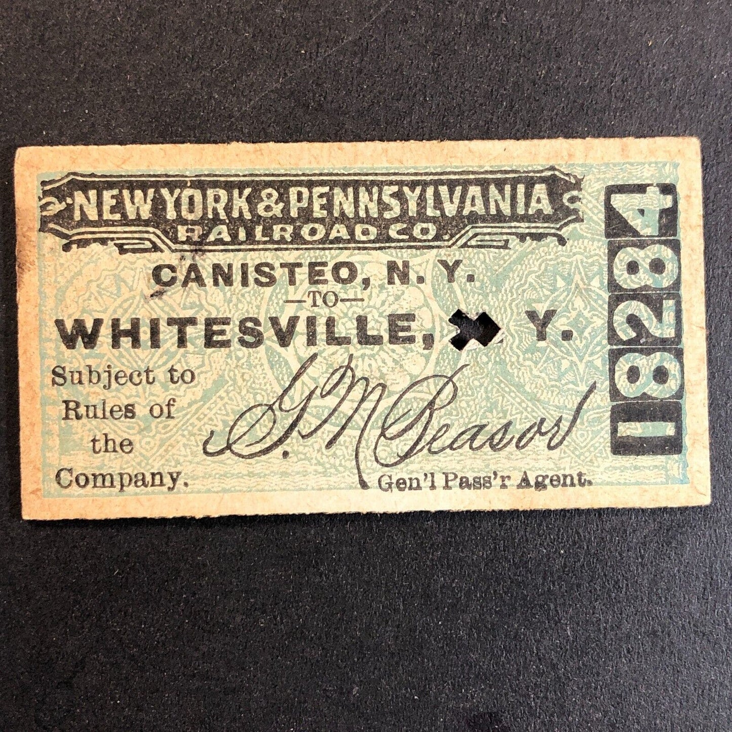 New York & Pennsylvania Railroad July 26 1917 Whitesville, NY Ticket #18284