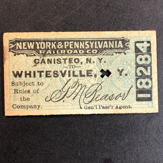 New York & Pennsylvania Railroad July 26 1917 Whitesville, NY Ticket #18284