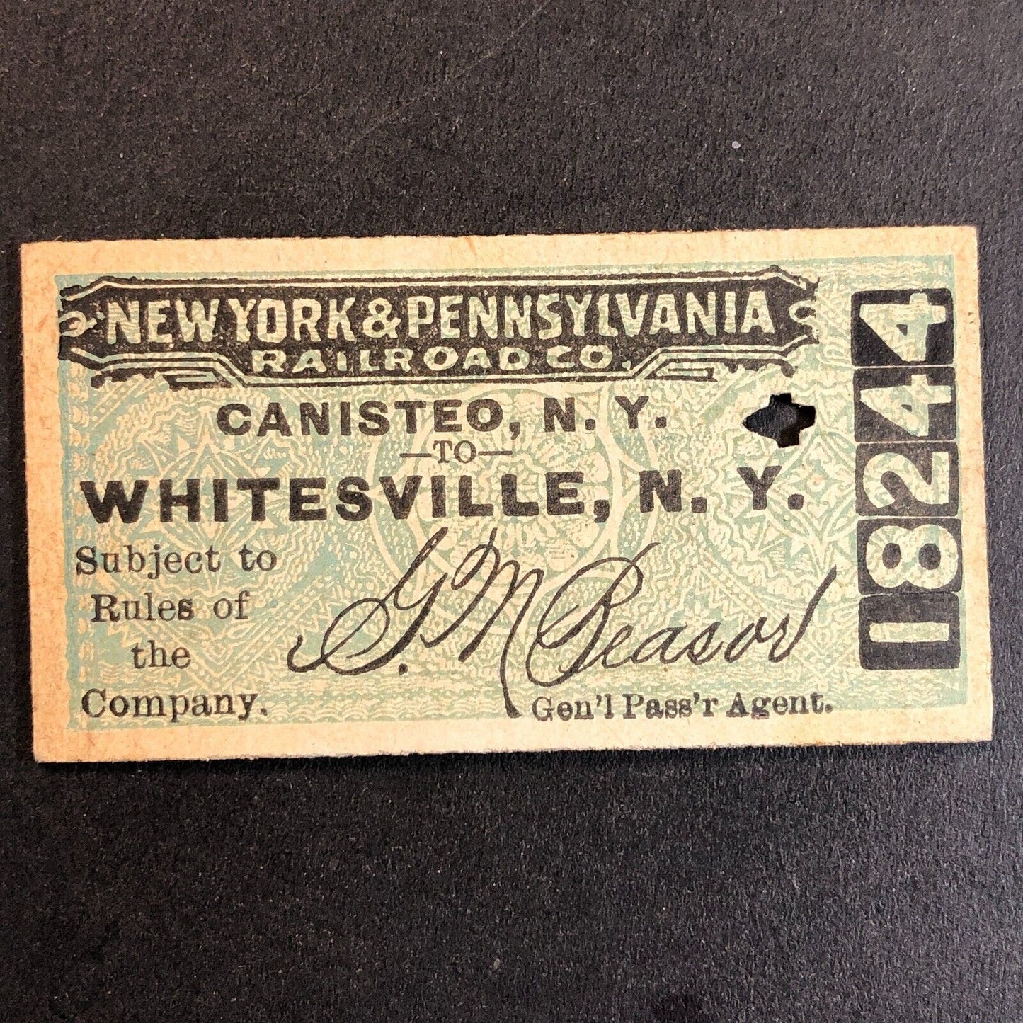 New York & Pennsylvania Railroad July 11 1917 Whitesville, NY Ticket #18244