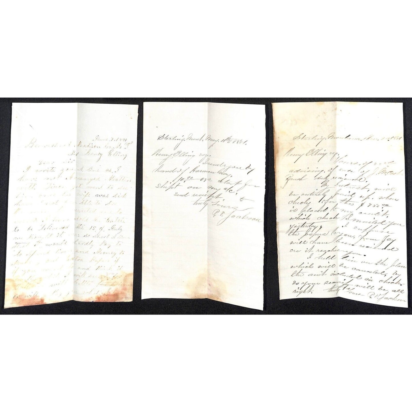 Henry Elling* Montana Group of 21 Mostly c1881 ALS & Notes to Henry Elling VGC
