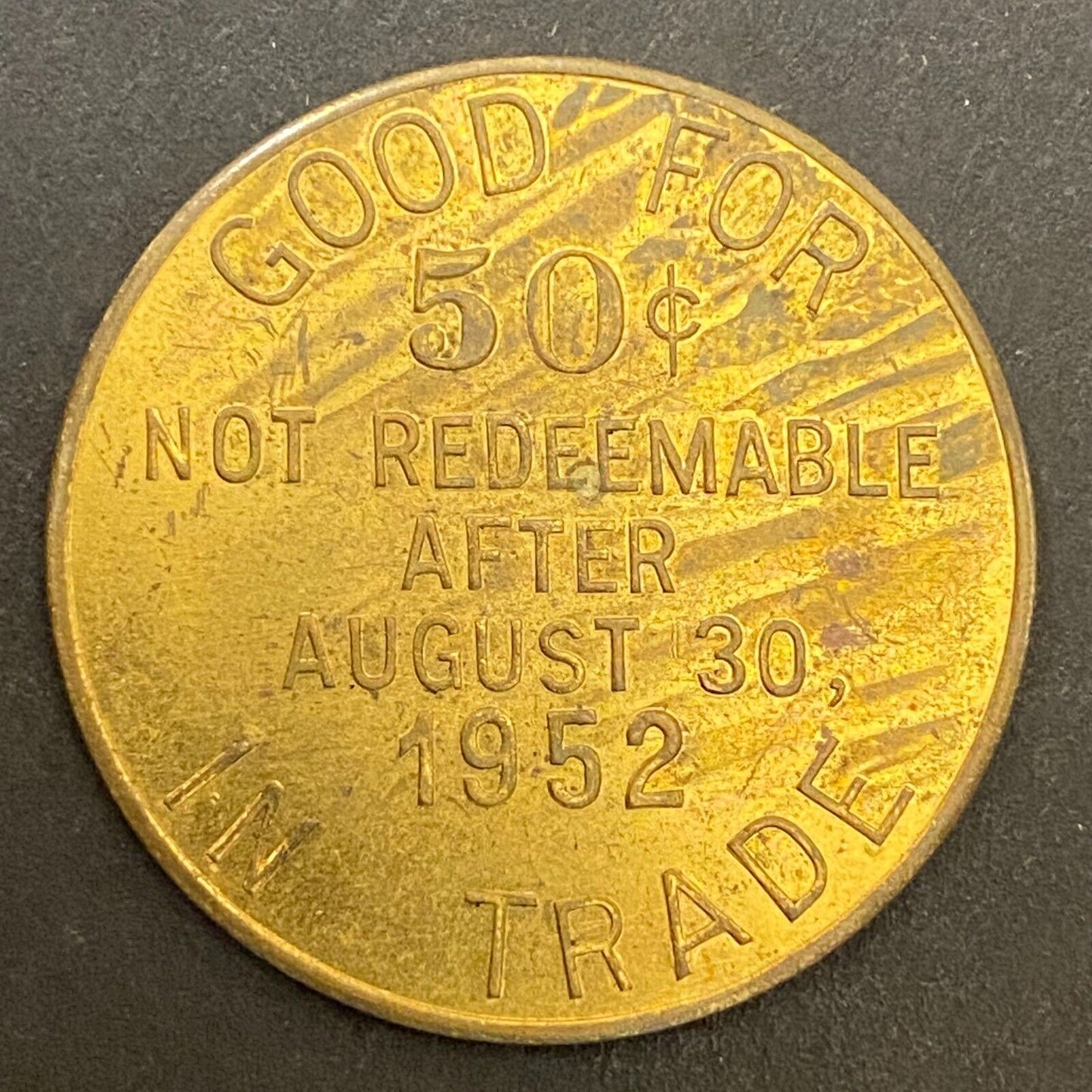 Newark, Ohio Sesquicentennial 1802 - 1952 G/F 50¢ Brass Trade Token 32mm (#4)