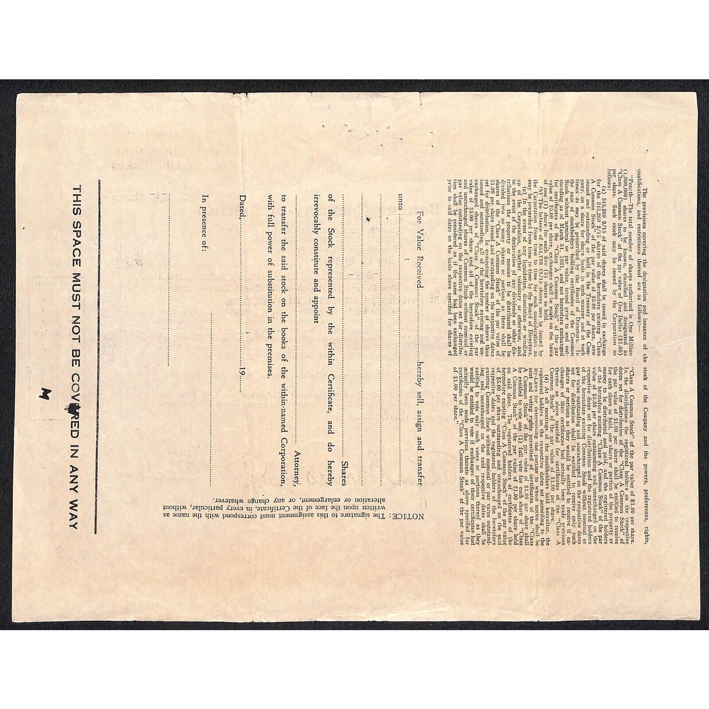 Mavis Bottling Co. of America - Pepsi* 1932 Stock Certificate John L. Ehrsam