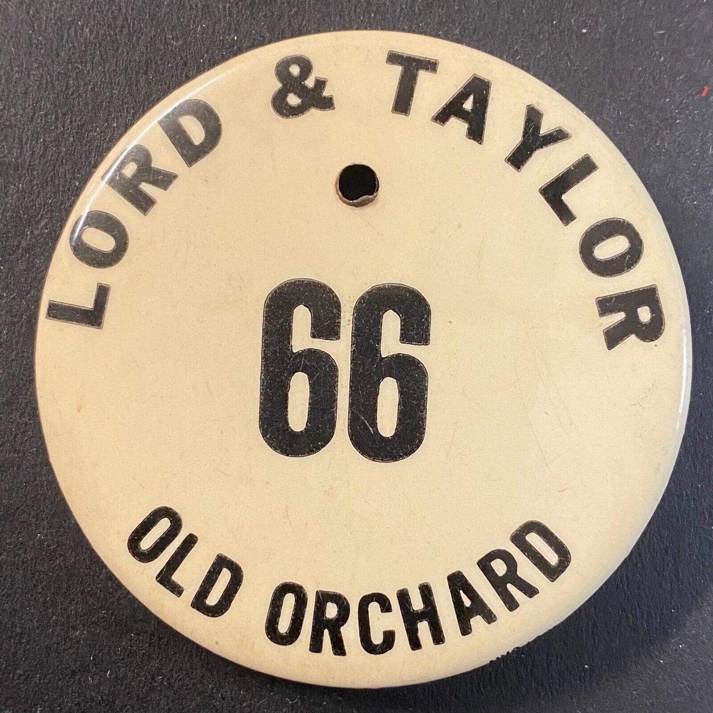 Lord & Taylor Old Orchard 66 1966 Pinback 2" - Holed