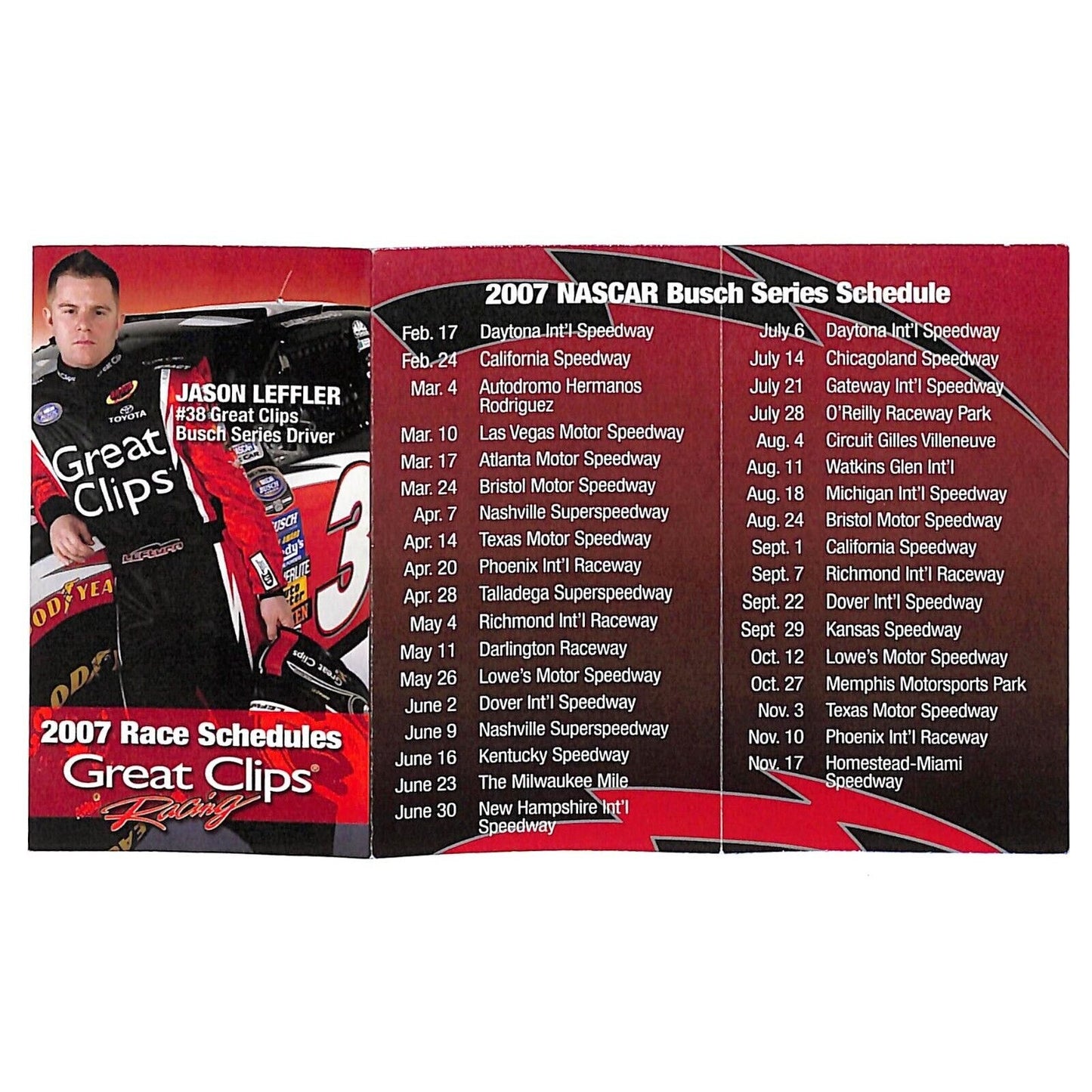 2007 NASCAR Great Clips Racing / Nextel Cup Schedules VGC NOS