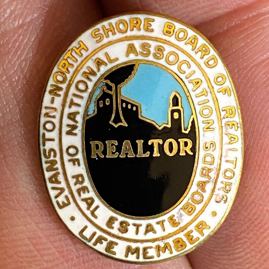 Evanston - Northshore Board of Realtors Color Enameled Lapel Pin 20mm Scarce