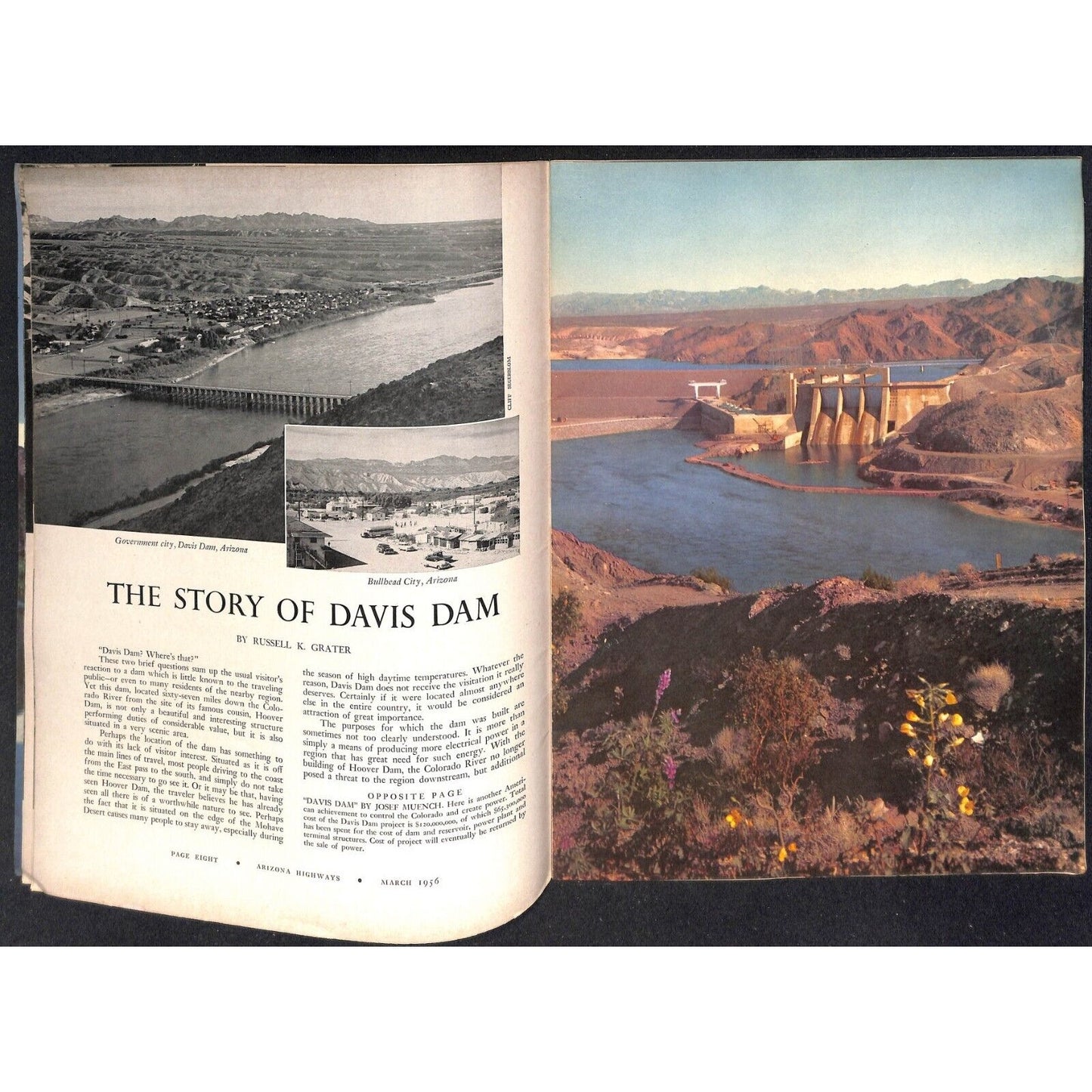 Arizona Highways Magazine March 1956 Lake Mead / Hoover Dam 40pp VGC
