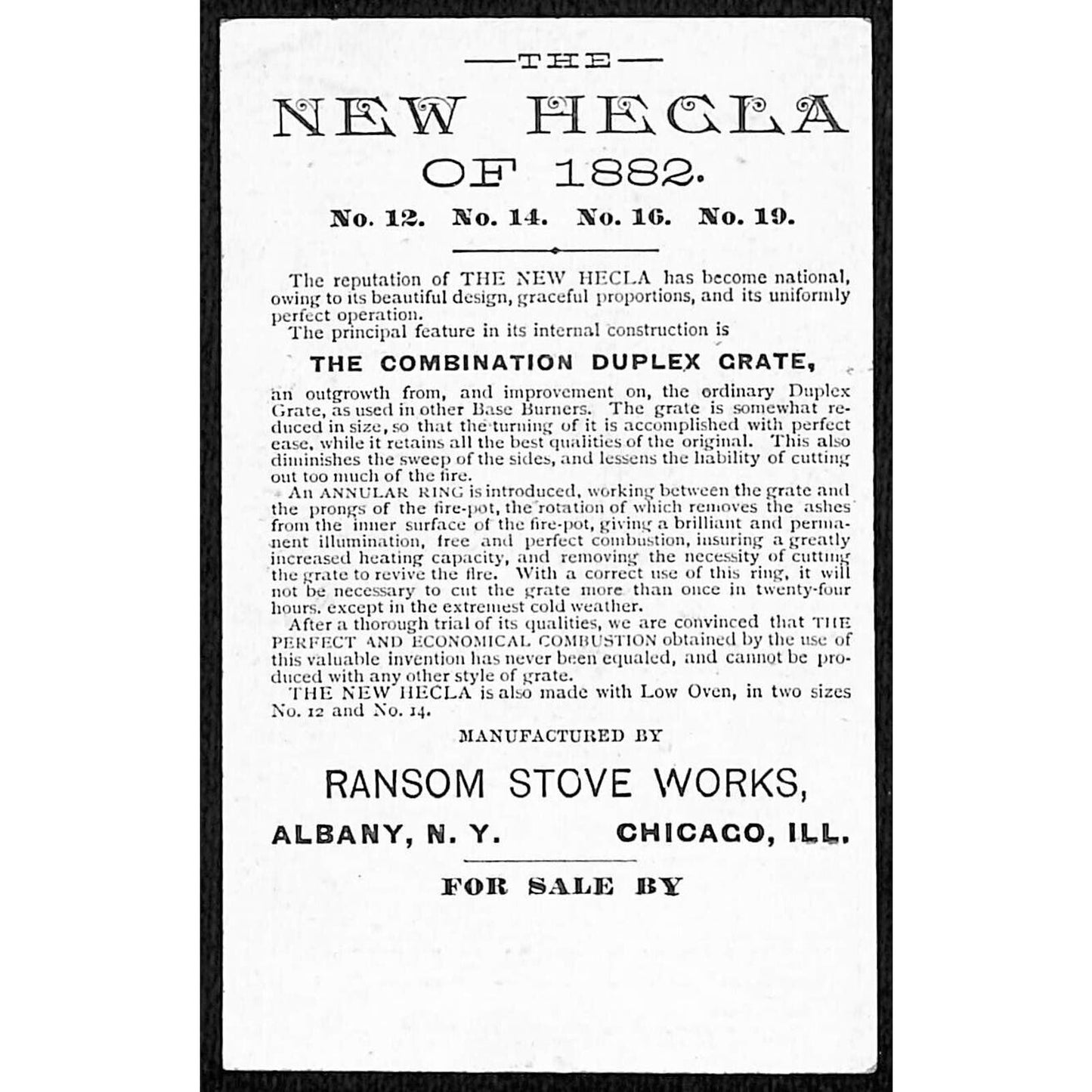 Hecla Hard Coal Heaters Victorian Trade Card Soldier Parts w/ Girl U.S. Flags