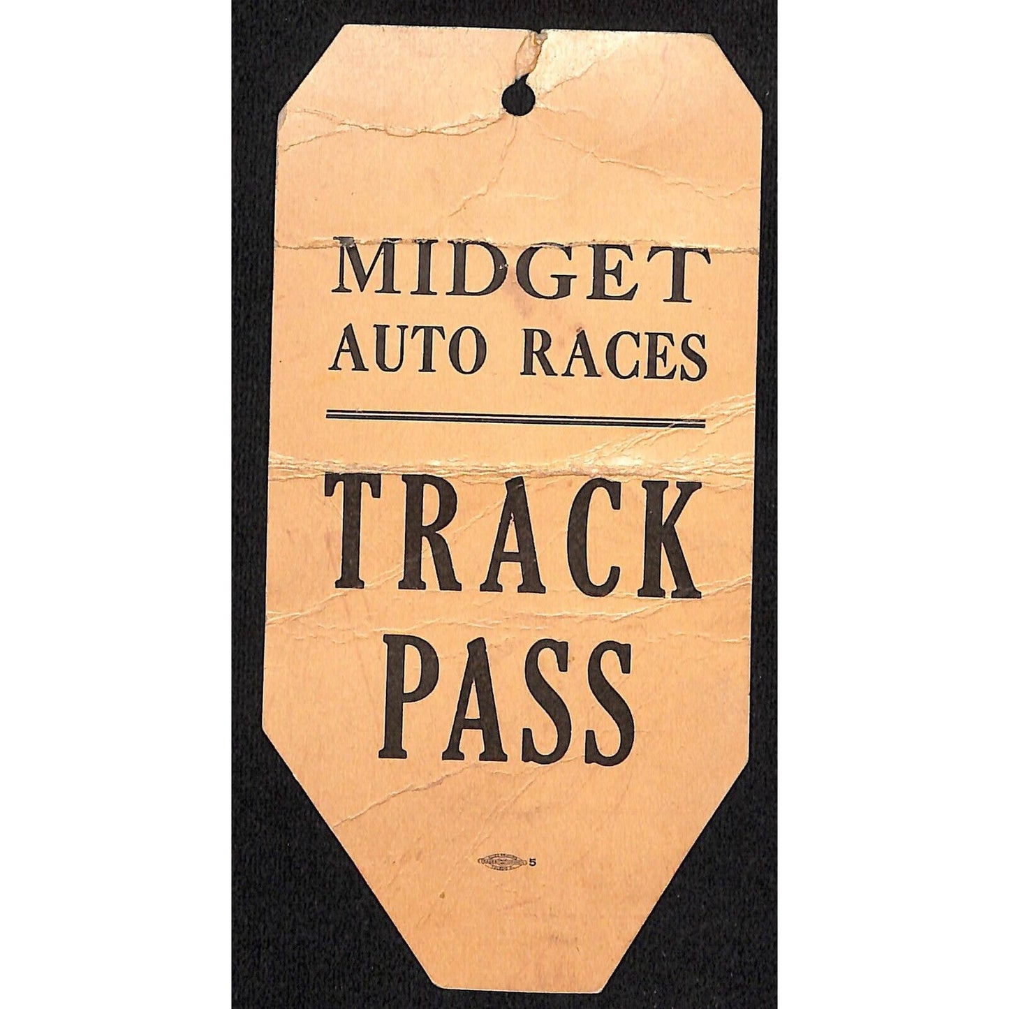 c1940's Midget Auto Races Track Pass - Scarce