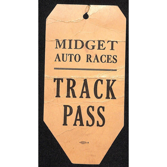 c1940's Midget Auto Races Track Pass - Scarce
