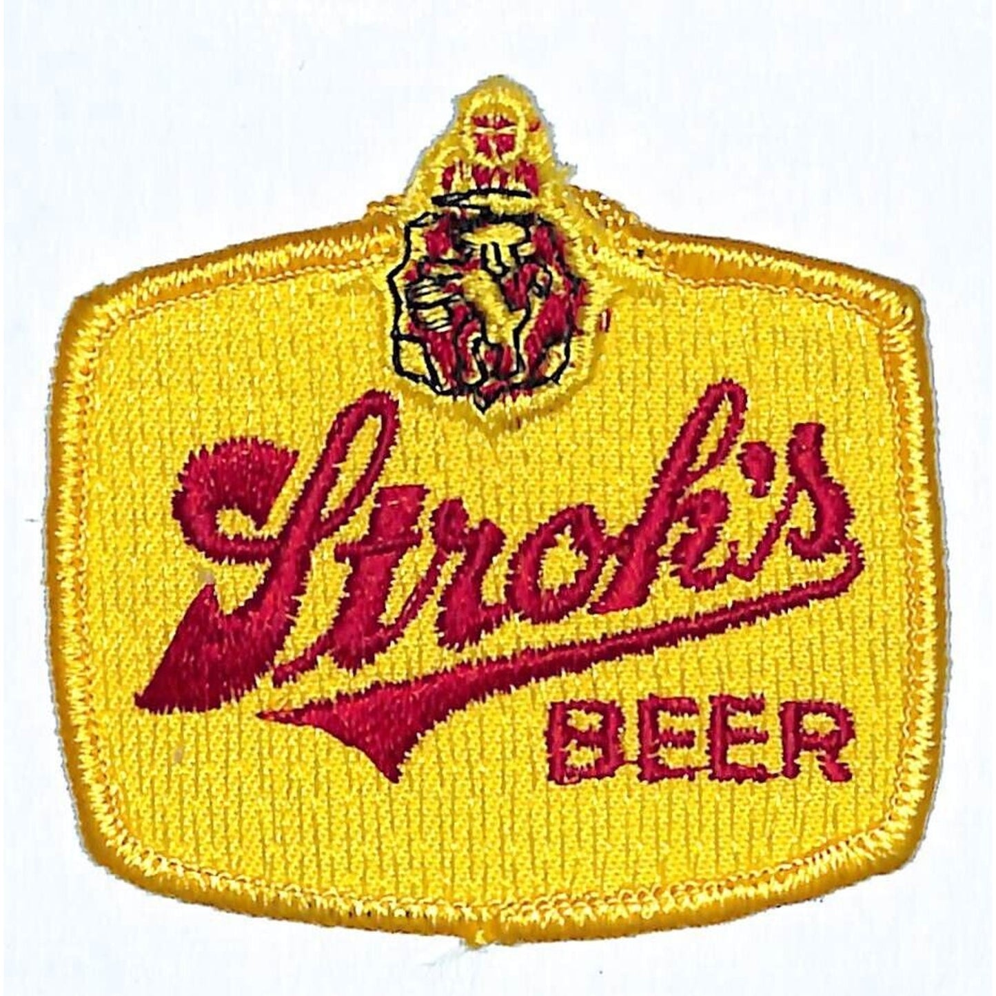 Stroh's Beer Patch Embroidered Vintage 2 1/2" x 2 3/4" (#3) c1975-85