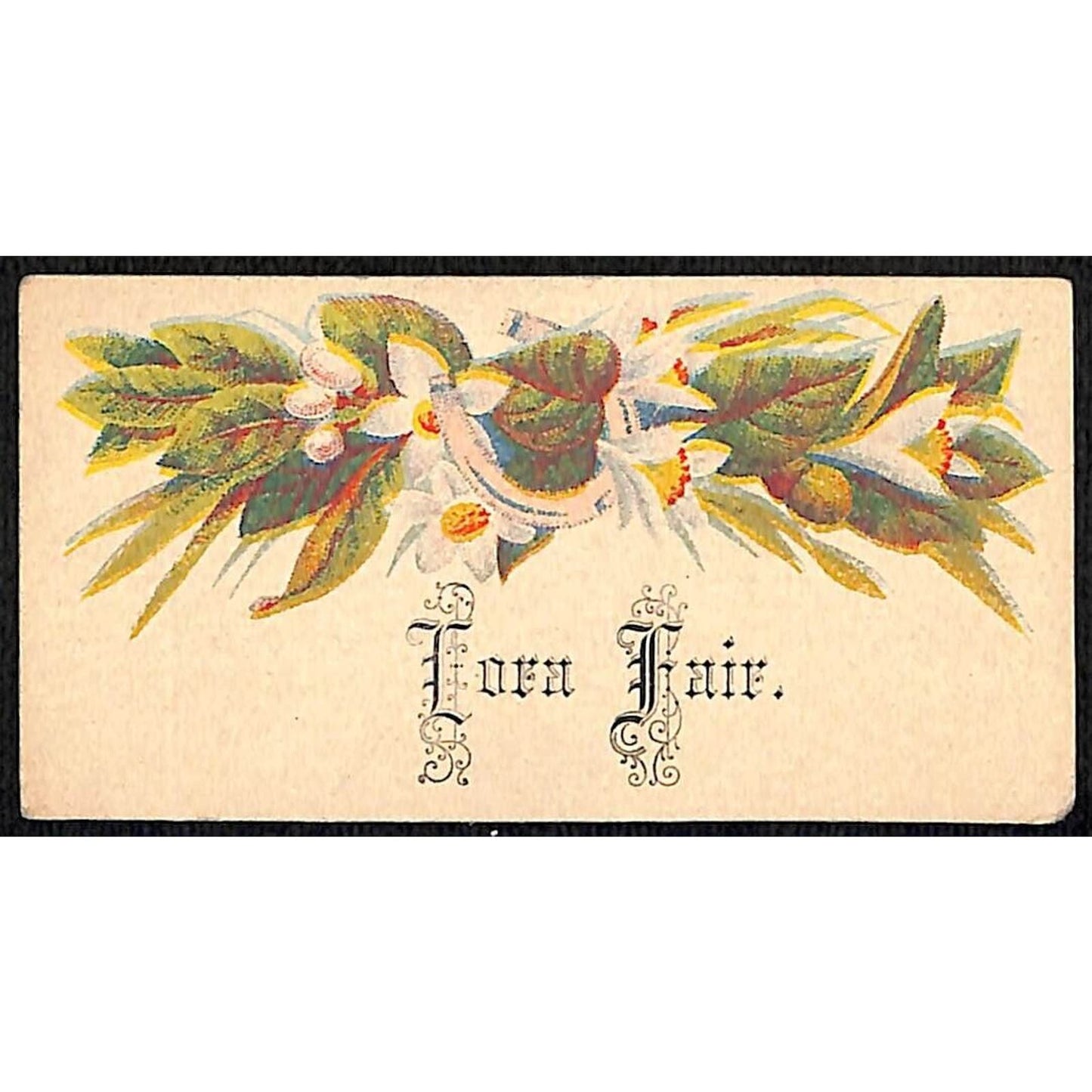 "Lora Fair" Victorian Calling Greeting Card w/ Floral Art