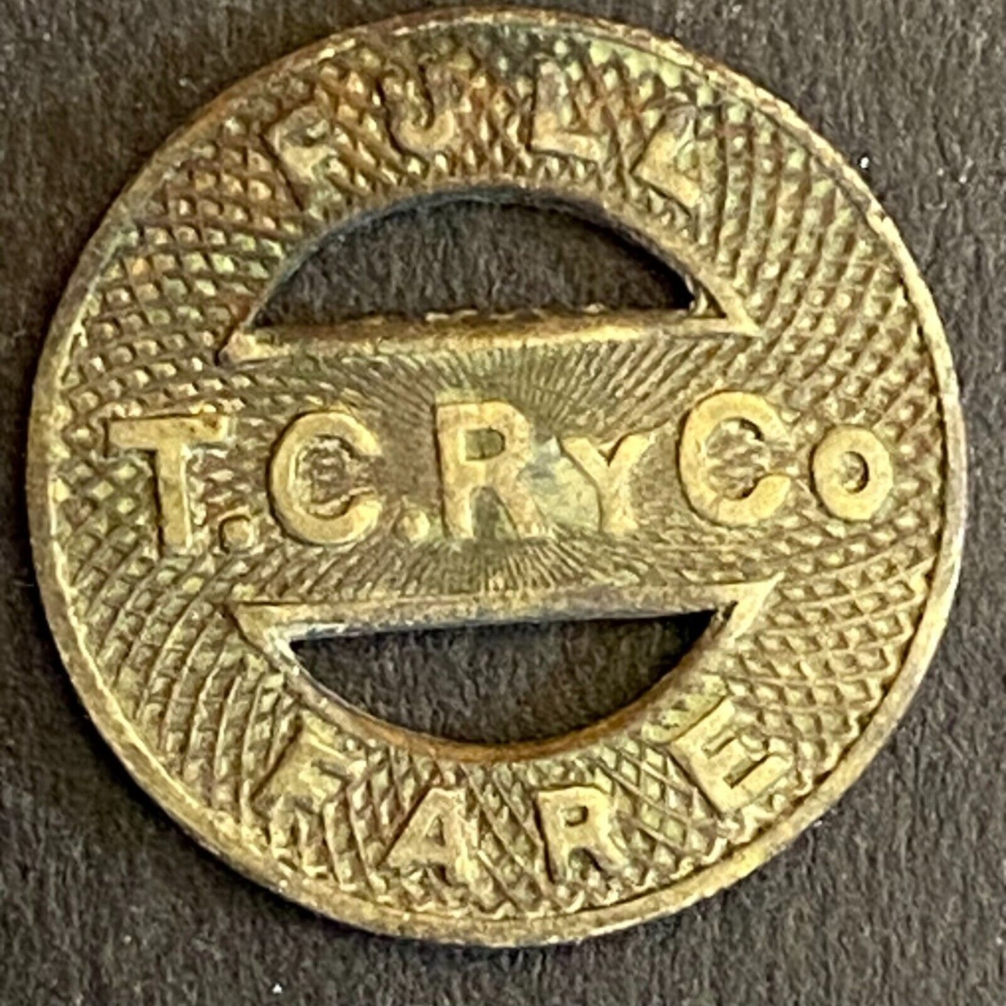 T.C. Ry Co (Rock Island, IL) Full Fare Bus Transit Token 16mm