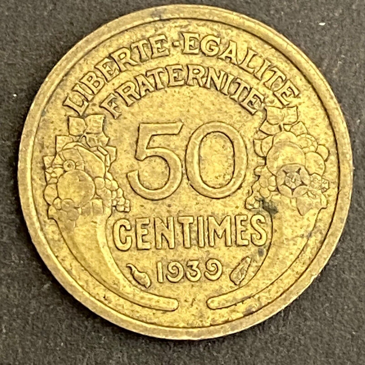 1939 50 Centimes Repvbliqve Francaise 18mm France French