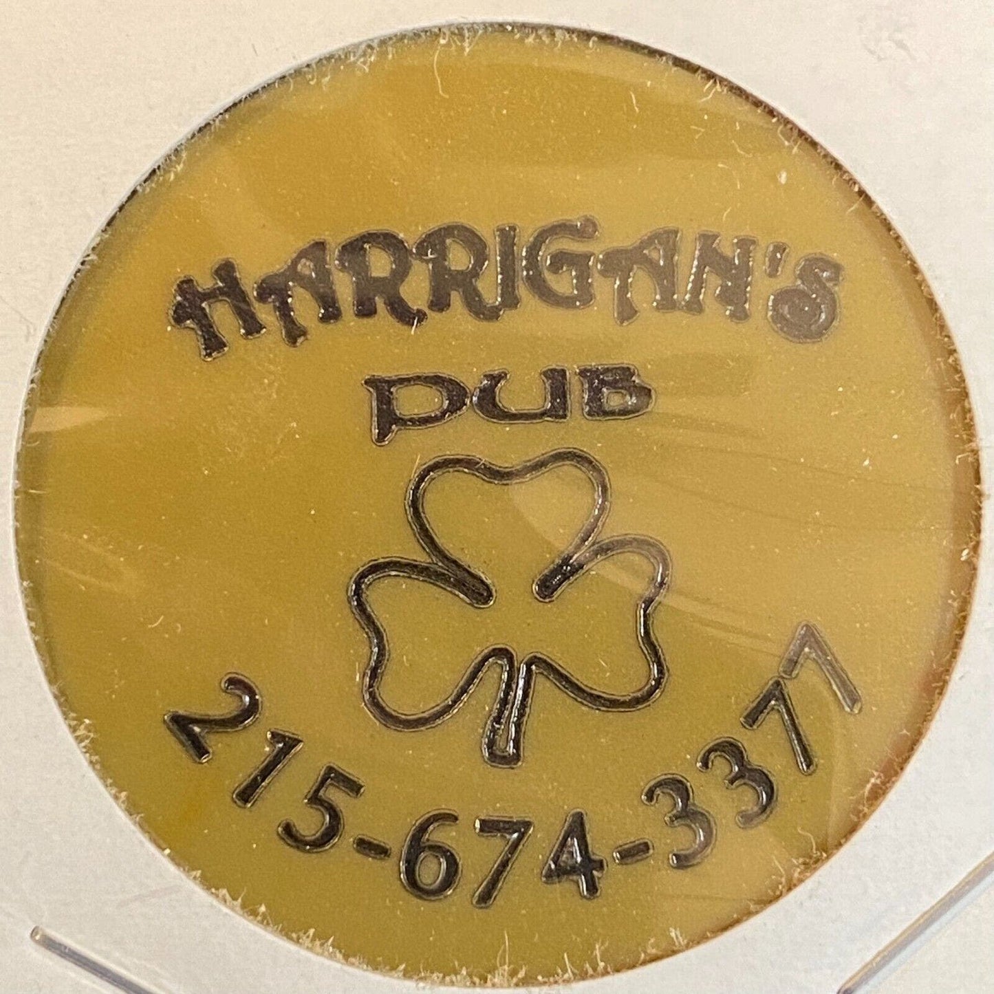 Hatboro, PA Harrigan's Pub c2006 Plastic "Free Drink" Token Olive Green