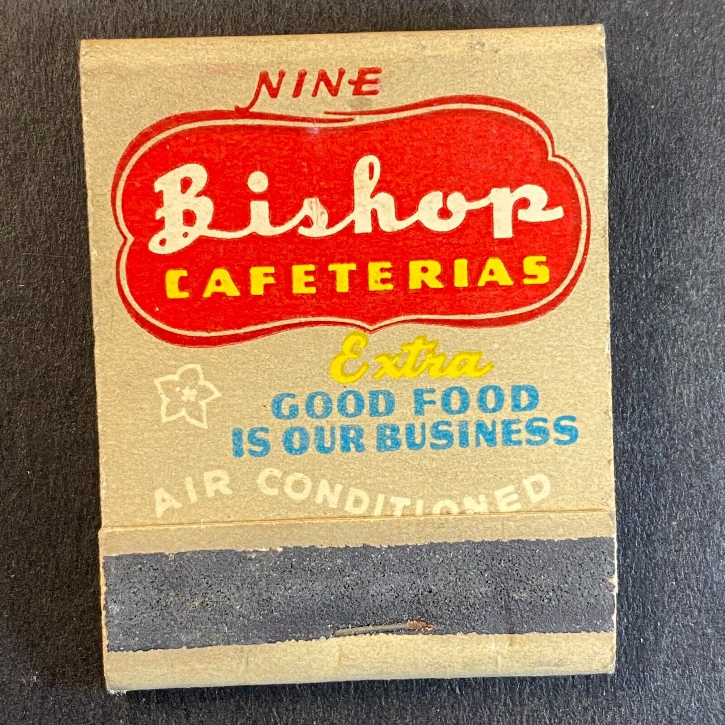 Bishop Cafeterias Nine Iowa Locations Full Matchbook c1940's-50's Scarce