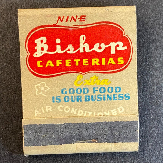 Bishop Cafeterias Nine Iowa Locations Full Matchbook c1940's-50's Scarce
