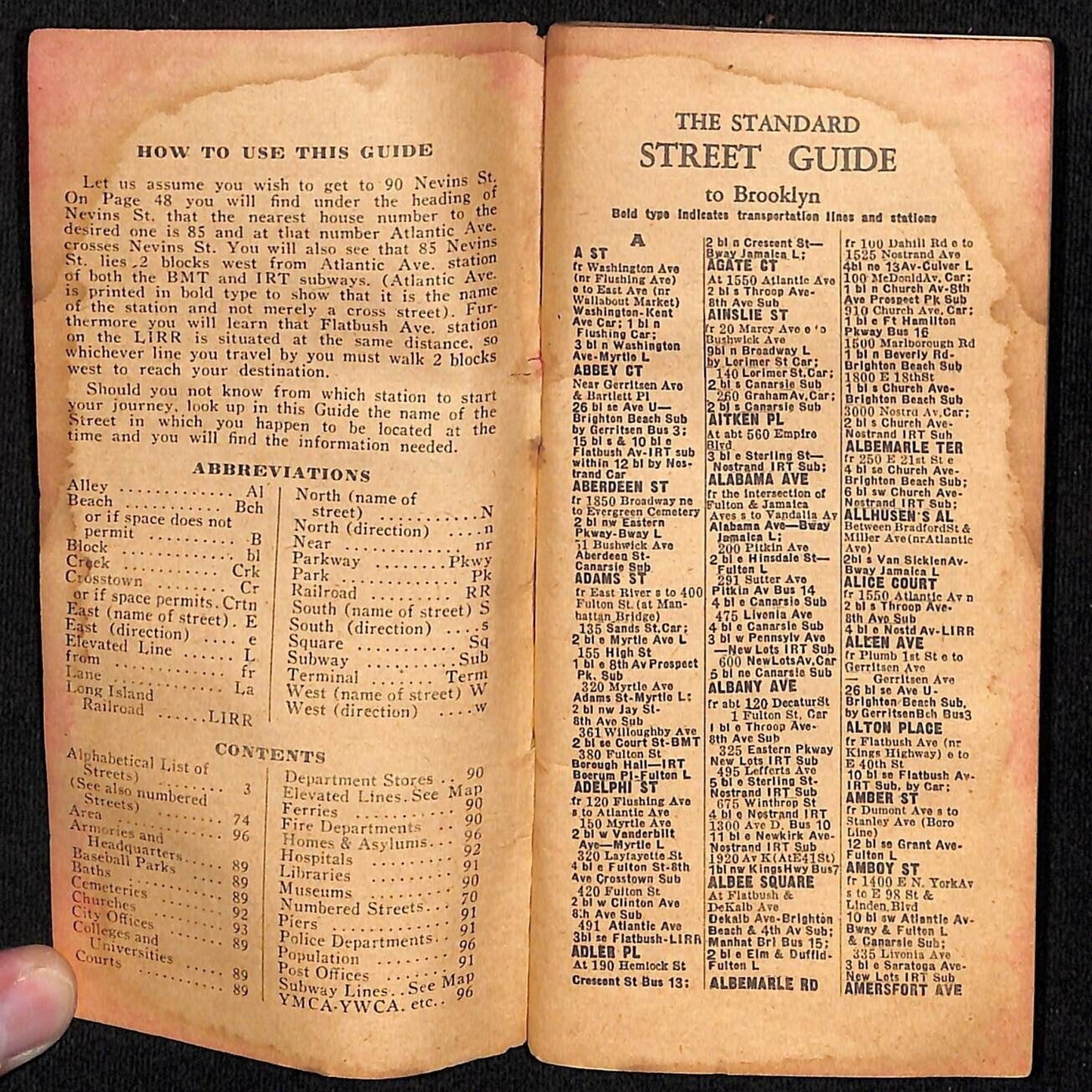 Geographia Map Co. 1942 All Text "The Standard Street Guide to Brooklyn" 96pp