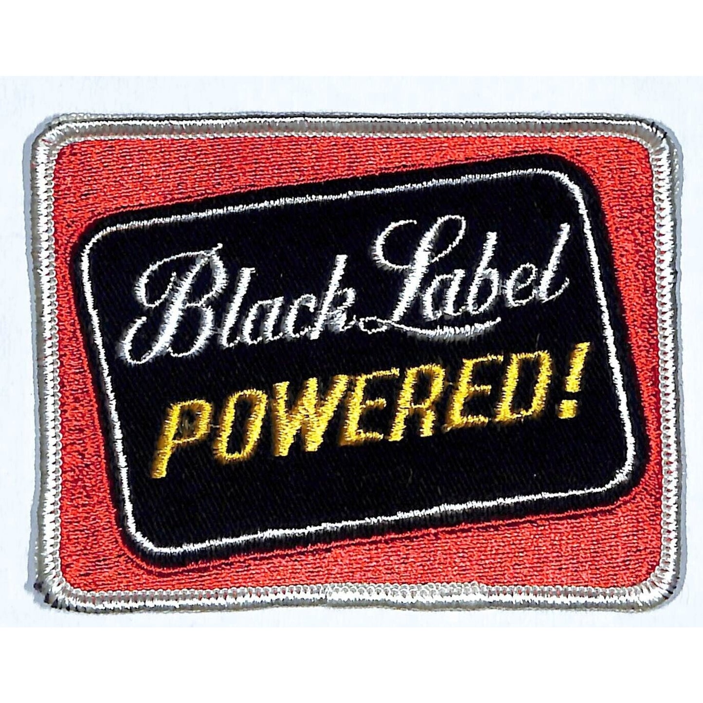 Black Label Powered Whiskey Embroidered Patch Vintage 3" x 4" (#1) c1970's