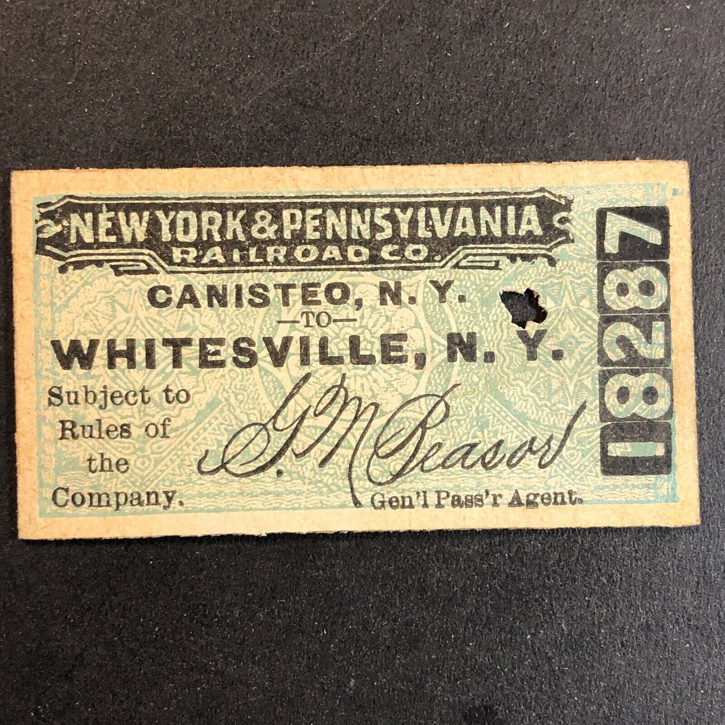 New York & Pennsylvania Railroad July 27 1917 Whitesville, NY Ticket #18287