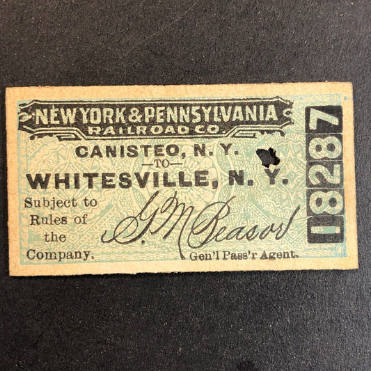 New York & Pennsylvania Railroad July 27 1917 Whitesville, NY Ticket #18287