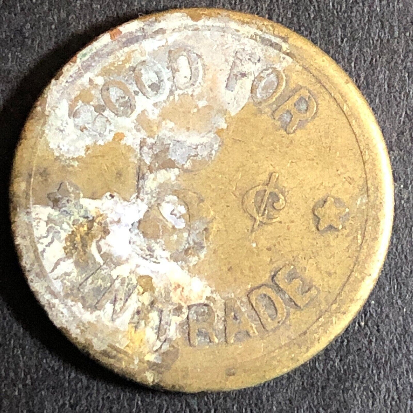 G/F 5c C.S.D. Charles Dunlap Cigars c1920's Brass Trade Token 21mm - Woodland CA