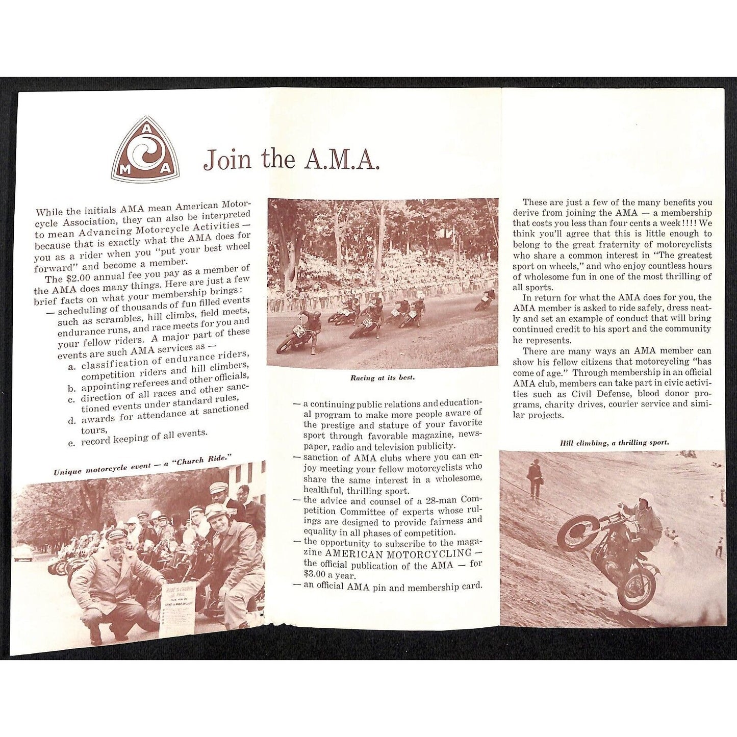 A.M.A. Membership Folded Single Pamphlet Sheet c1960's ? VGC