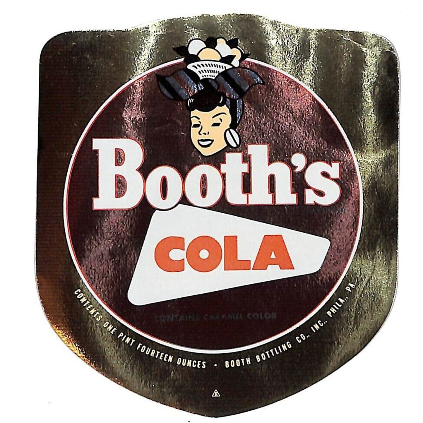 Booth's Cola Booth Bottling Philadelphia Foil Bottle Label c1940s-50s