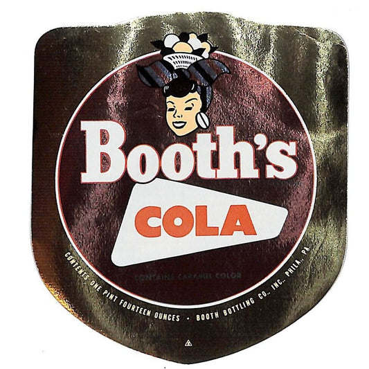 Booth's Cola Booth Bottling Philadelphia Foil Bottle Label c1940s-50s