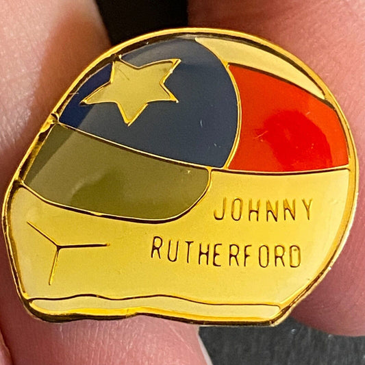 Johnny Rutherford Helmut Pin Enameled Lapel Racing c1986-95 19 x 22mm VGC